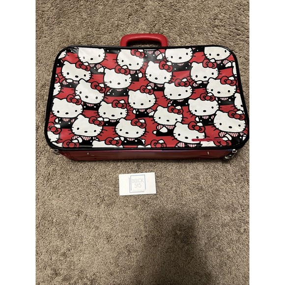 Rare Vintage 1976 Sanrio Hello Kitty Travel Zipper Suitcase Stained Condition - Picture 1 of 9